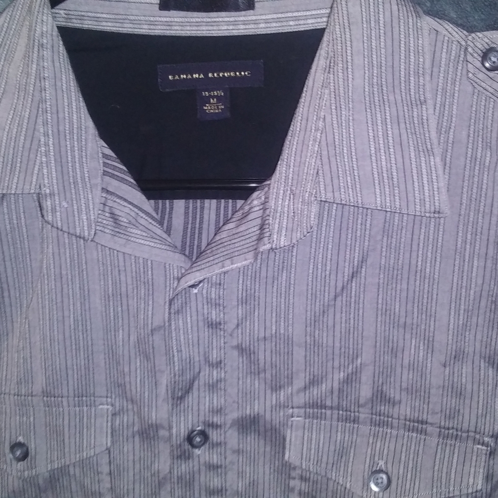 Banana Republic Silver/Gray Long sleeve Button Dow